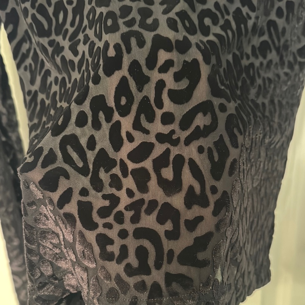 FORE Black Leopard Print Mock Neck Top - Picture 4 of 4